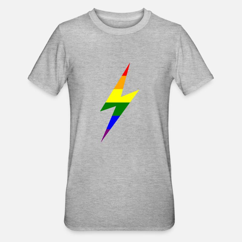 Regenbogen Blitz - Unisex Polycotton T-Shirt - Grau meliert