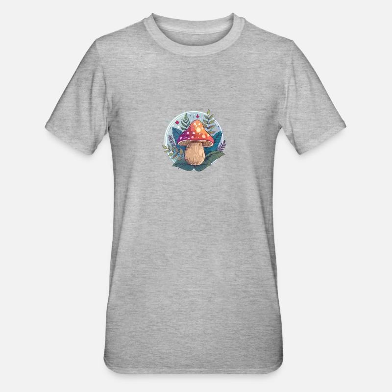 Flowers,toadstool,mushroom,forest,illustration - Unisex Polycotton T-Shirt - heather grey