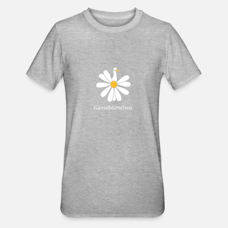 Gänseblümchen mit Gans - Unisex Polycotton T-Shirt - Grau meliert
