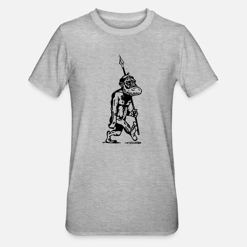 höhlenmensch Vorfahre Menschenaffe Evolution - Unisex Polycotton T-Shirt - Grau meliert