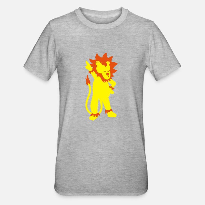 Lion dans la pose disco - T-shirt polycoton Unisexe - gris chiné