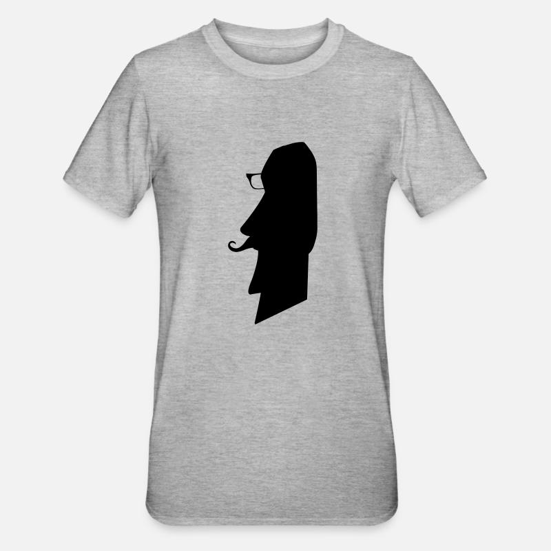 moai_hipster_02 - T-shirt polycoton Unisexe - gris chiné