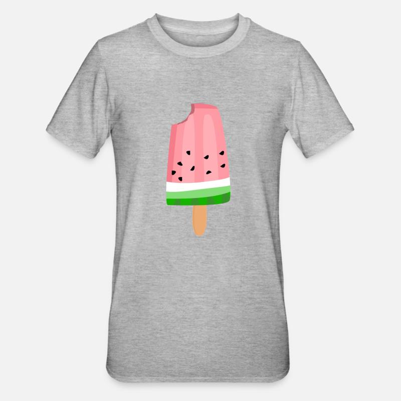 Meloneneis | Eis am Stiel - Unisex Polycotton T-Shirt - Grau meliert