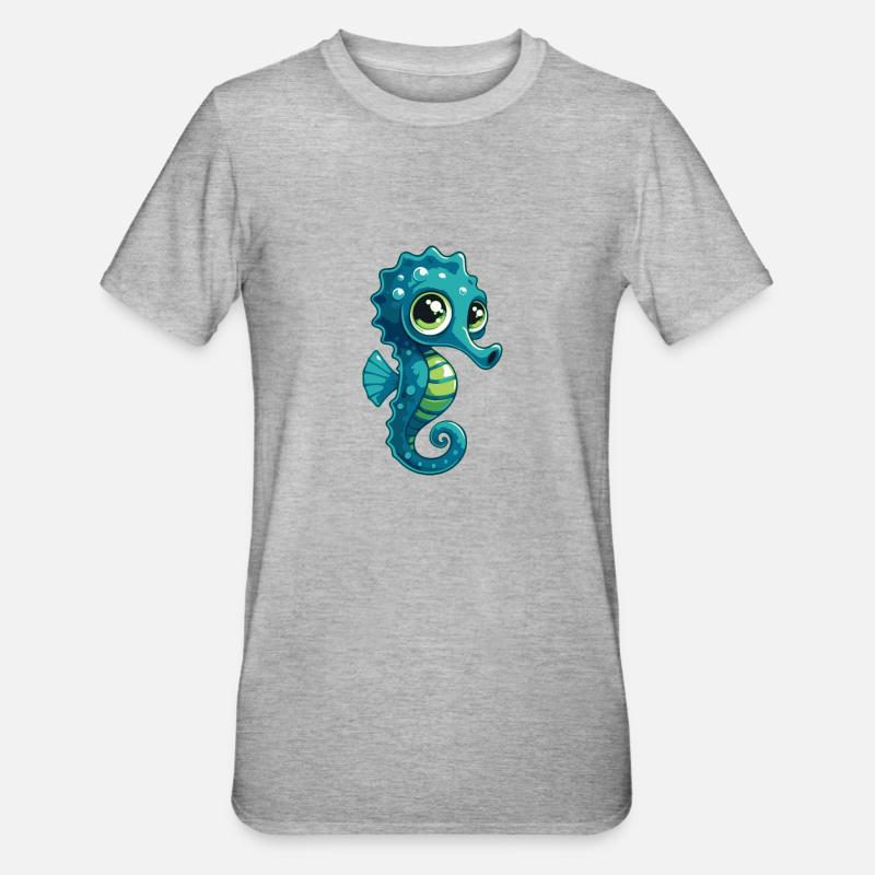 Seepferdchen - Unisex Polycotton T-Shirt - Grau meliert
