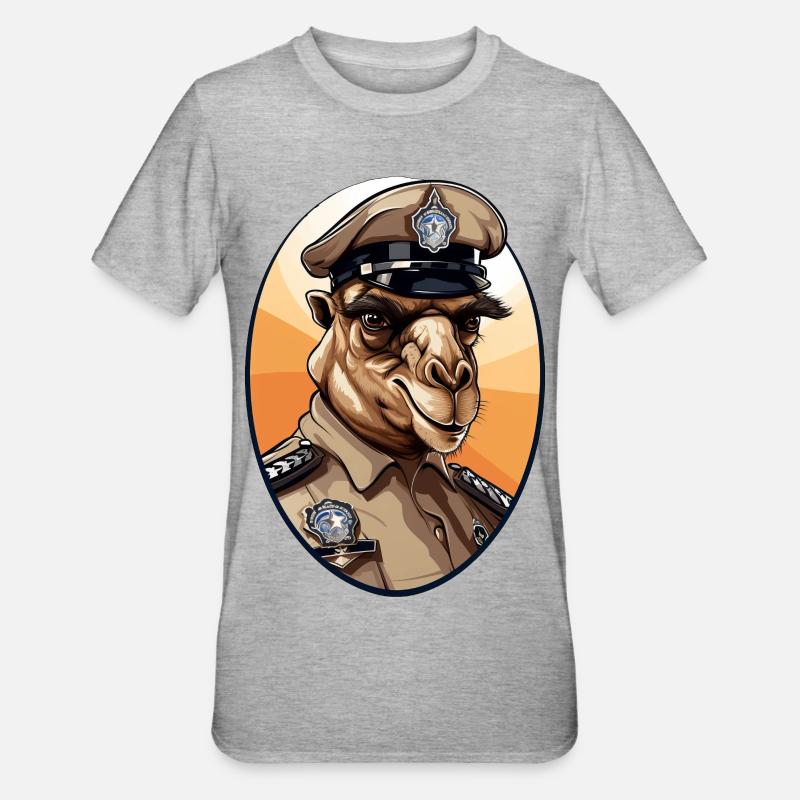 Kamel Polizei - Unisex Polycotton T-Shirt - Grau meliert