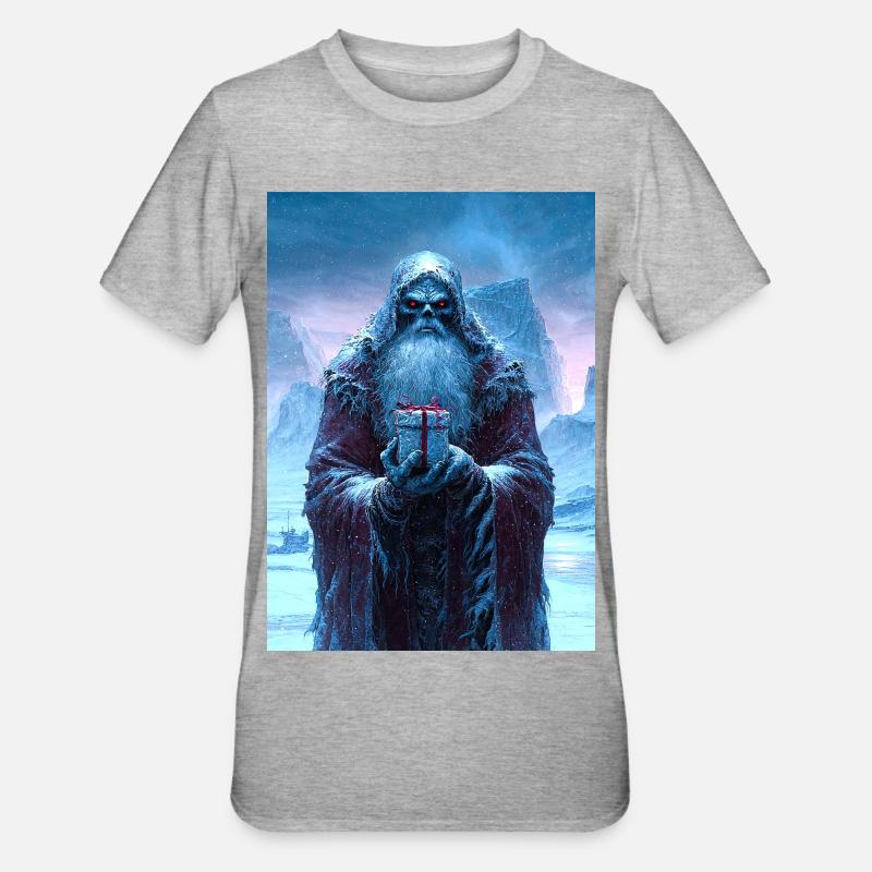 Saint effrayant avec cadeau - T-shirt polycoton Unisexe - gris chiné