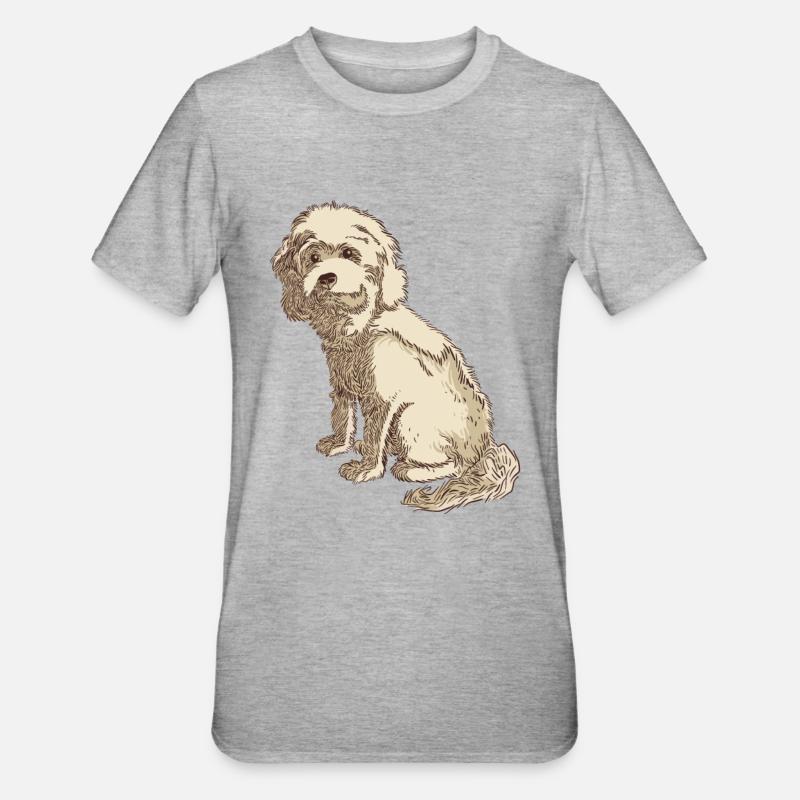 Cockapoo Hundezeichnung eines Cockapoo - Unisex Polycotton T-Shirt - Grau meliert