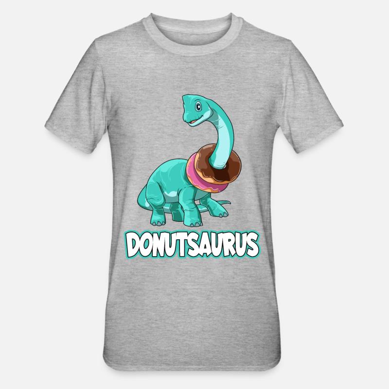 Donutsaurus Dinosaurier Brachiosaurus - Unisex Polycotton T-Shirt - Grau meliert