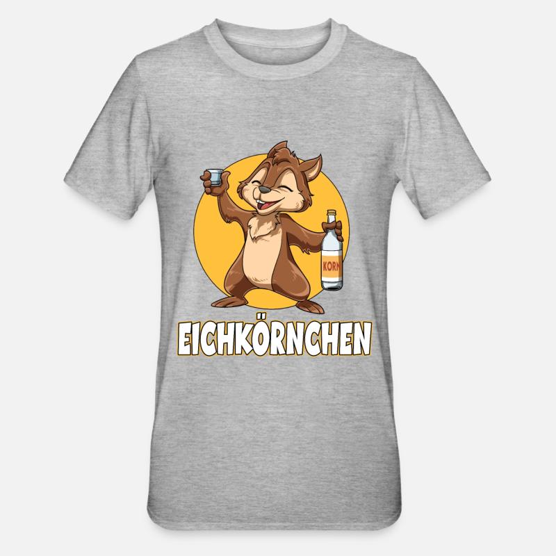 Eichkörnchen Eichhörnchen mit Korn - Unisex Polycotton T-Shirt - Grau meliert