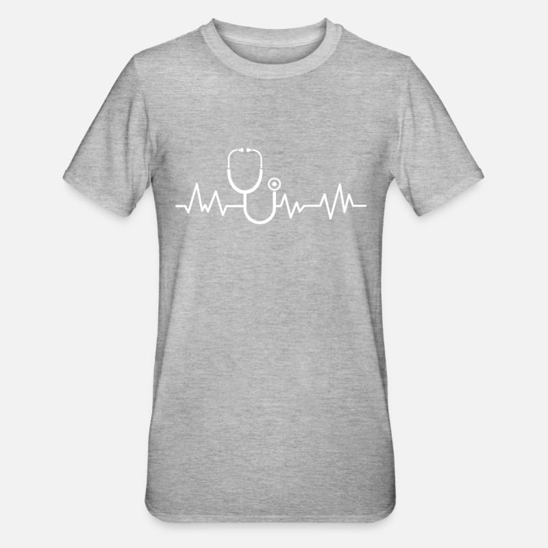Il mio cuore batte per lo stetoscopio - Maglietta unisex, mix cotone e poliestere - grigio melange