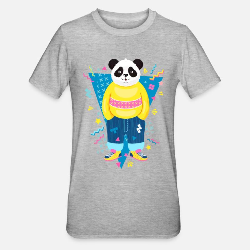 Cool 90s Style Panda - T-shirt polycoton Unisexe - gris chiné