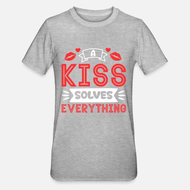 Problem Kissing Solution Relationship Partners - Unisex Polycotton T-Shirt - heather grey