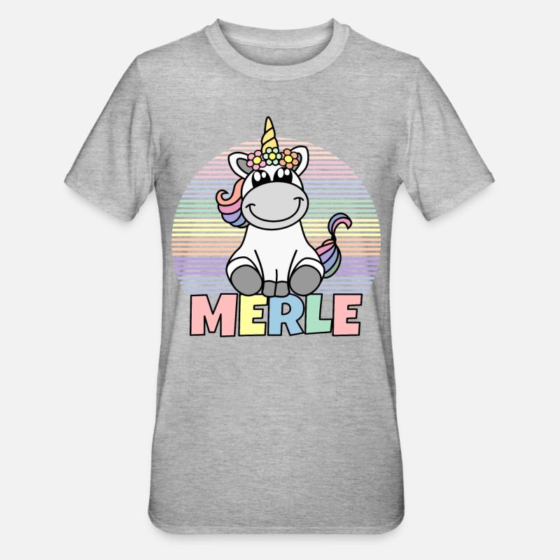 Merle Einhorn Name - Unisex Polycotton T-Shirt - Grau meliert