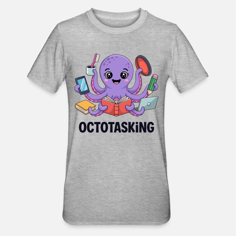 Octotasking octopus en mode multitâche - T-shirt polycoton Unisexe - gris chiné