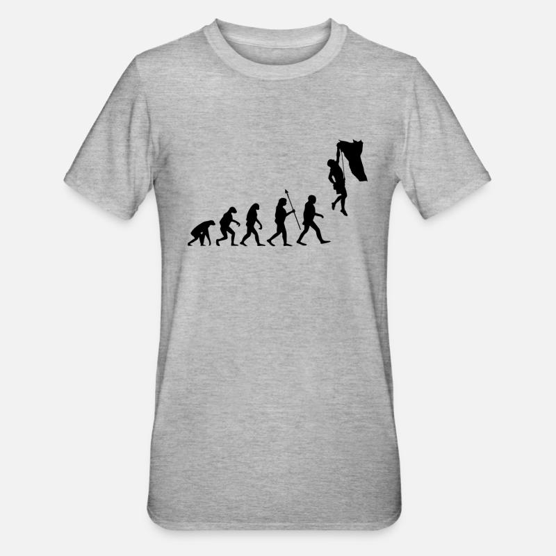 Evolution Klettern Bouldern Climbing Bergsteigen - Unisex Polycotton T-Shirt - Grau meliert