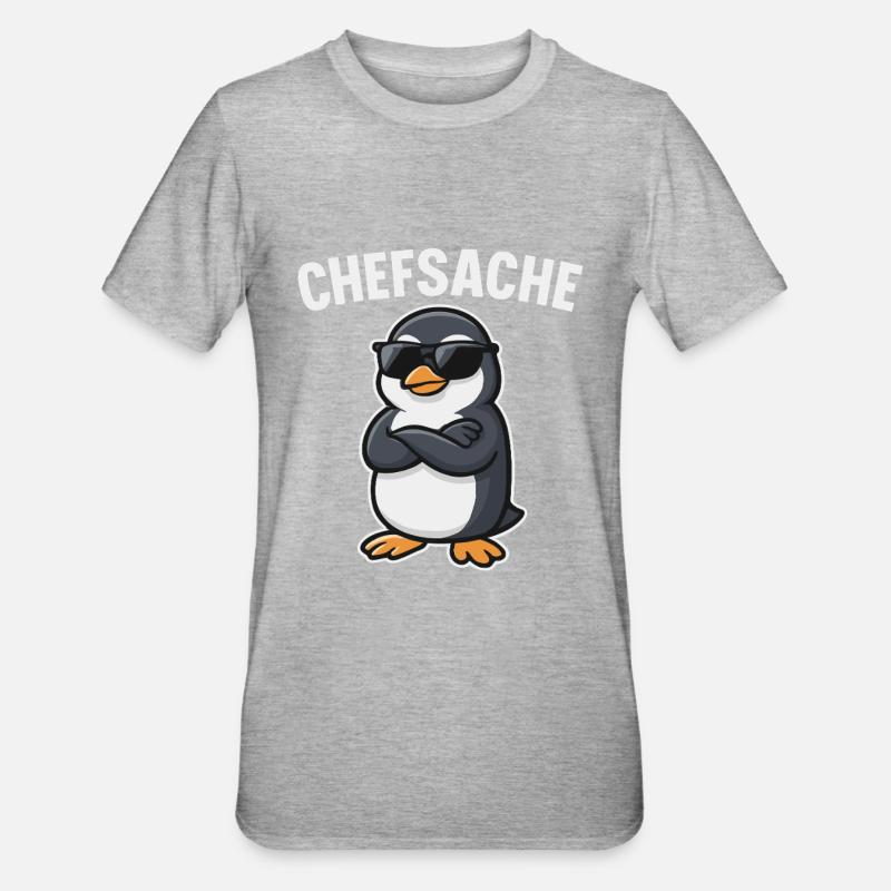 Chefsache Pinguin - Unisex Polycotton T-Shirt - Grau meliert