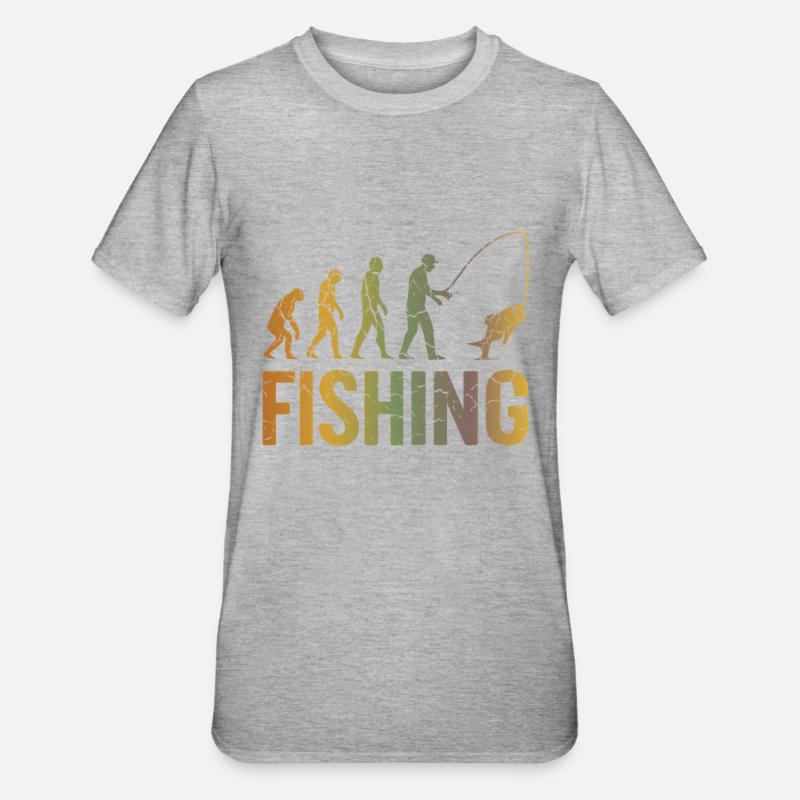 Evolution pour la pêche - T-shirt polycoton Unisexe - gris chiné