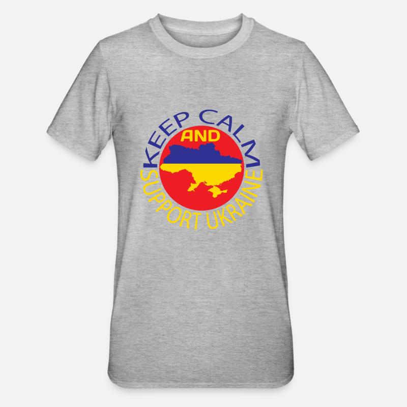 Keep Calm Support Ukraine - Unisex Polycotton T-Shirt - heather grey
