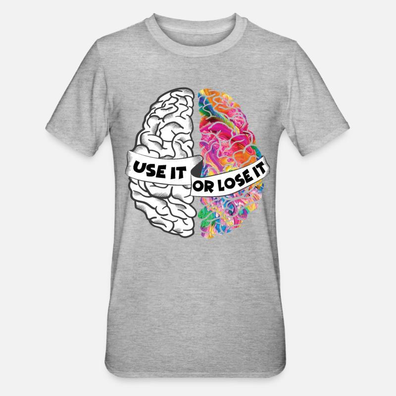 Use It Or Lose It - Left and Right Brain - Unisex Polycotton T-Shirt - heather grey