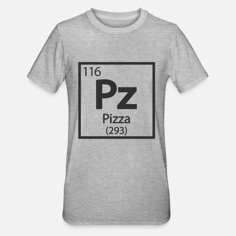 Pizza Element - Periodensystem - Unisex Polycotton T-Shirt - Grau meliert