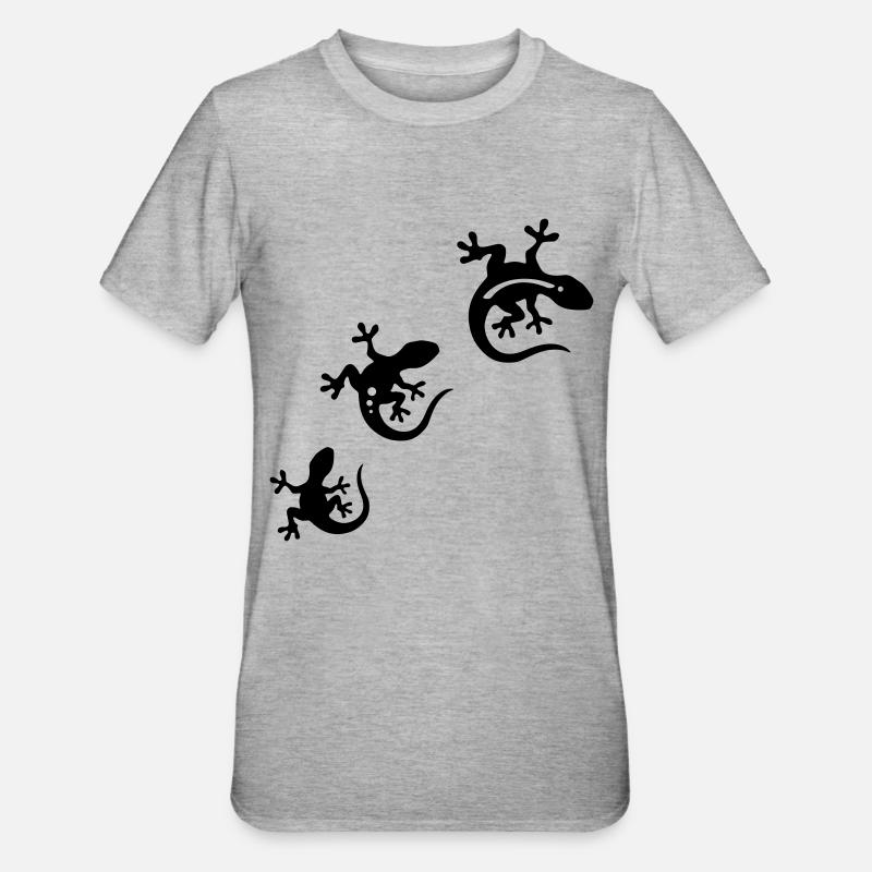 GECKO Terzett - Unisex Polycotton T-Shirt - Grau meliert