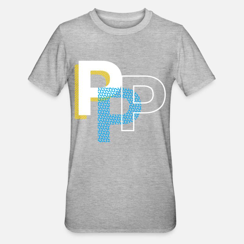 Lettre initiale P - T-shirt polycoton Unisexe - gris chiné