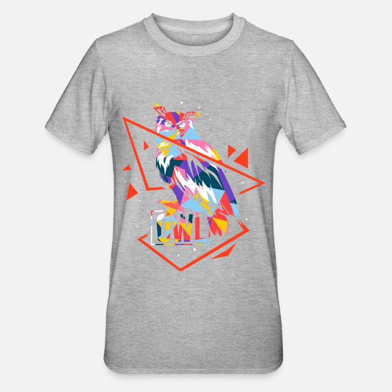 Polygon Eule - Unisex Polycotton T-Shirt - Grau meliert