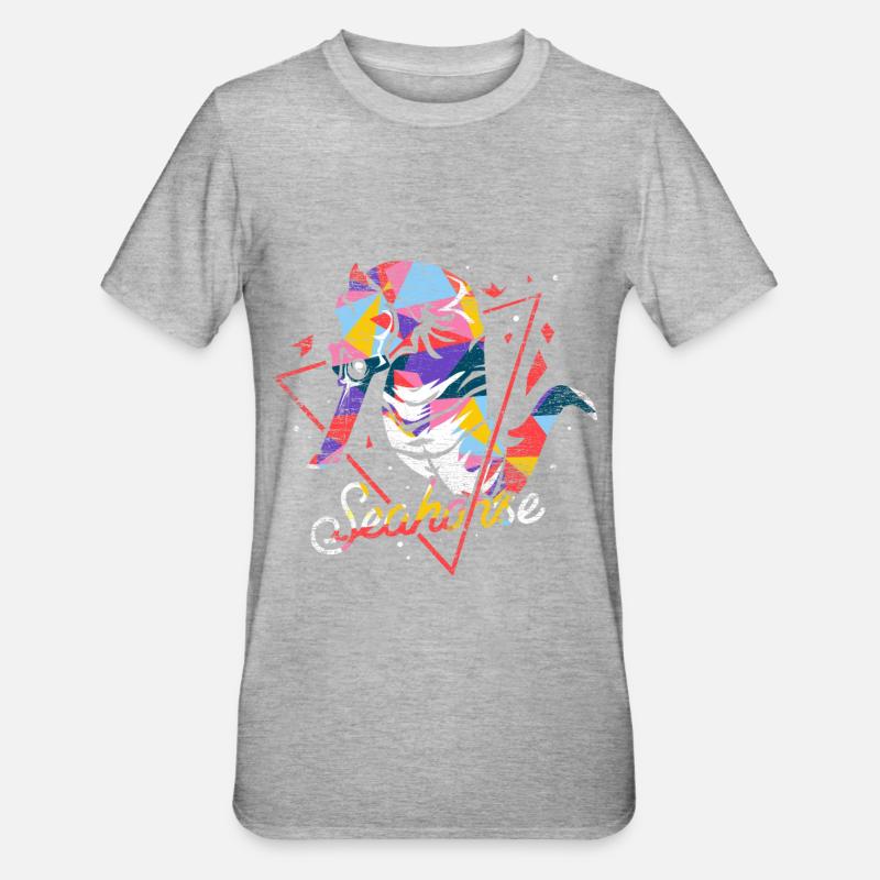 Cadeau polygone hippocampe - T-shirt polycoton Unisexe - gris chiné