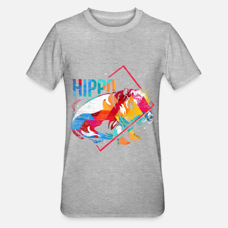 Hippopotame Polygone - T-shirt polycoton Unisexe - gris chiné