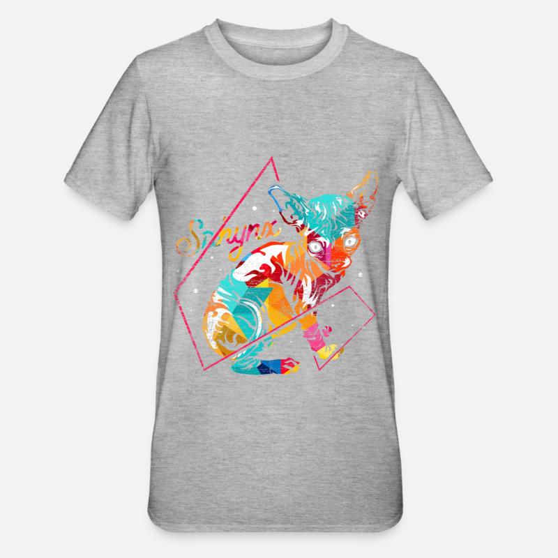 Sphynx Polygon Geschenk - Unisex Polycotton T-Shirt - Grau meliert