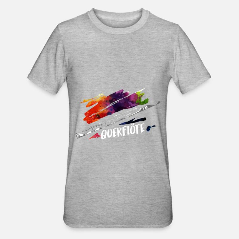Querflöte Orchester Jazz Geschenk - Unisex Polycotton T-Shirt - Grau meliert