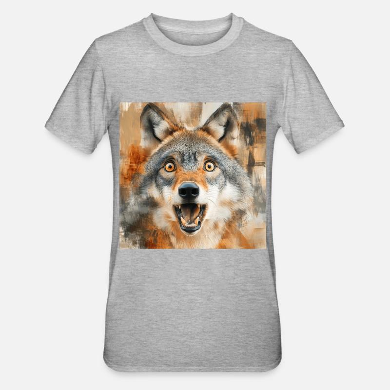 Wolf - Unisex Polycotton T-Shirt - Grau meliert