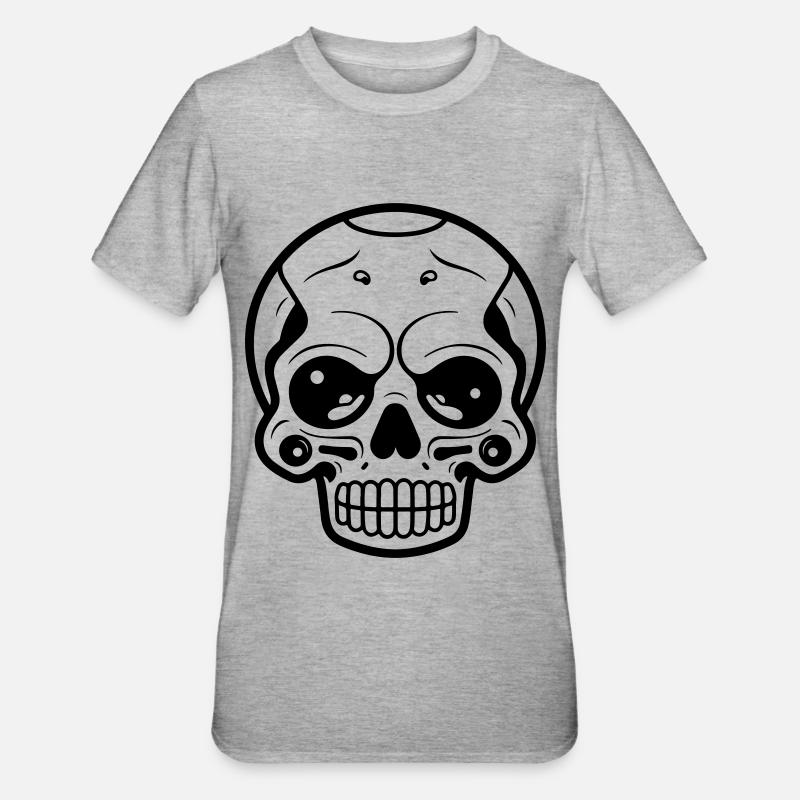 Skull Skeleton Symbol - Unisex Polycotton T-Shirt - heather grey
