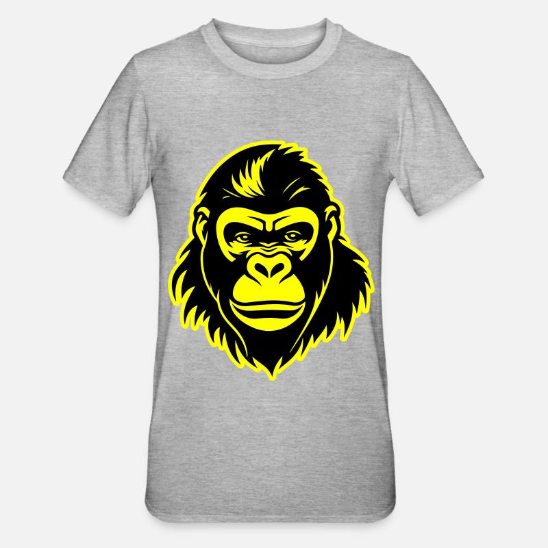 Gorilla Kopf - Unisex Polycotton T-Shirt - Grau meliert
