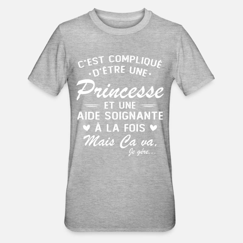 Princesse et aide soignante - T-shirt polycoton Unisexe - gris chiné