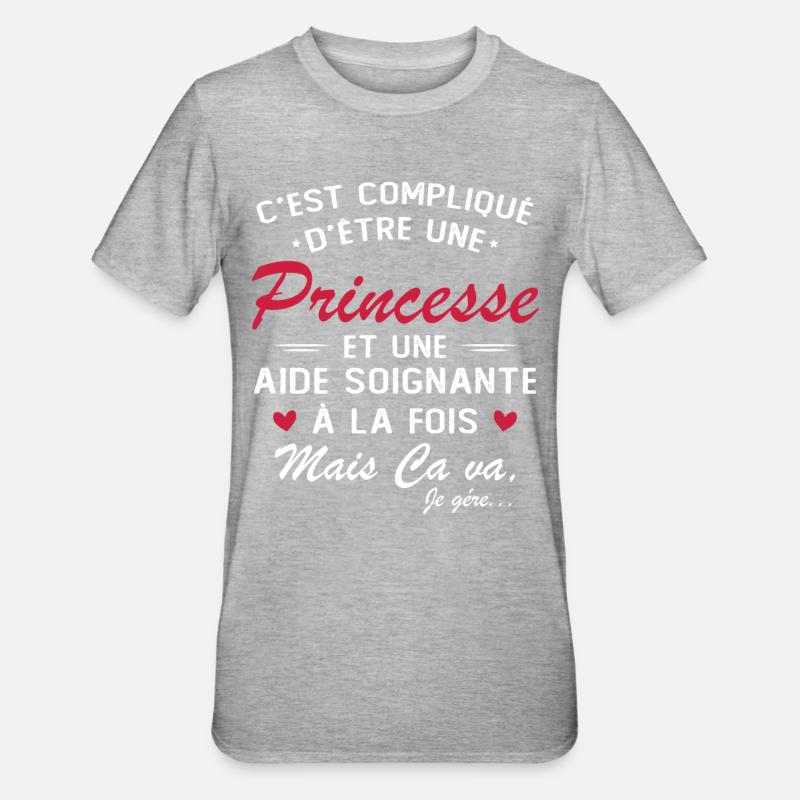 Princesse et aide soignante - T-shirt polycoton Unisexe - gris chiné