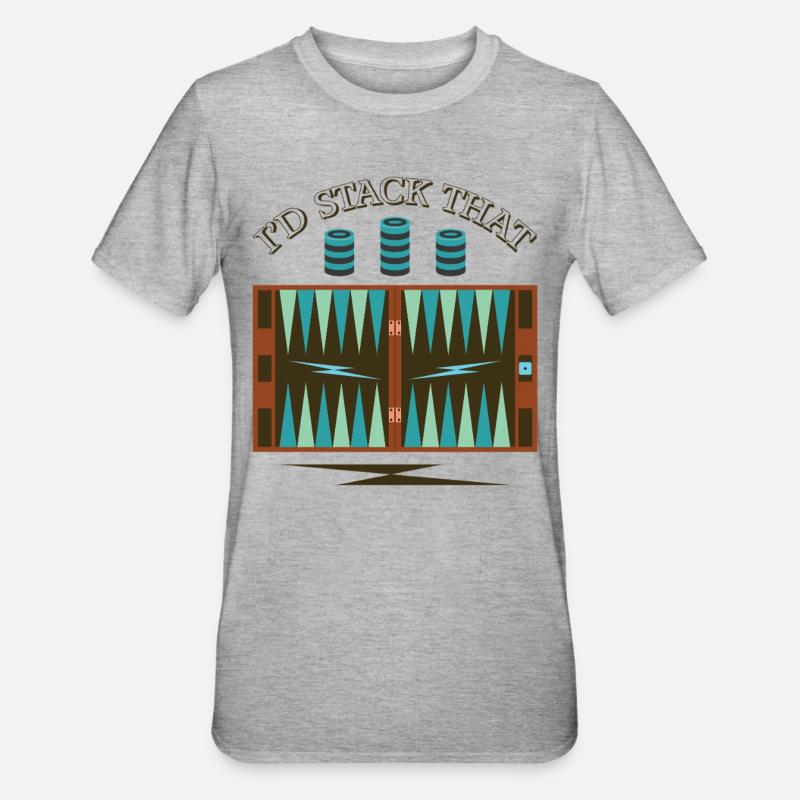 Backgammon Spiel - Unisex Polycotton T-Shirt - Grau meliert