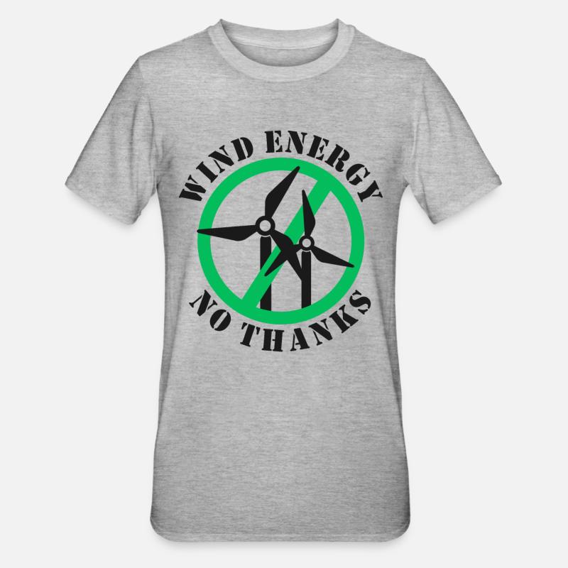 Énergie éolienne Non merci - T-shirt polycoton Unisexe - gris chiné