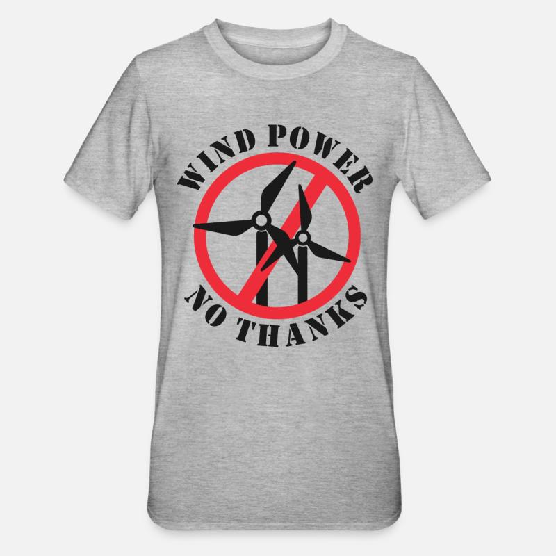 Énergie éolienne Non merci - T-shirt polycoton Unisexe - gris chiné