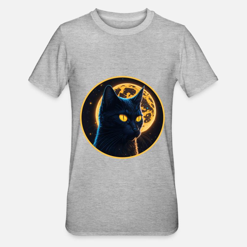 black cat halloween - Unisex Polycotton T-Shirt - heather grey