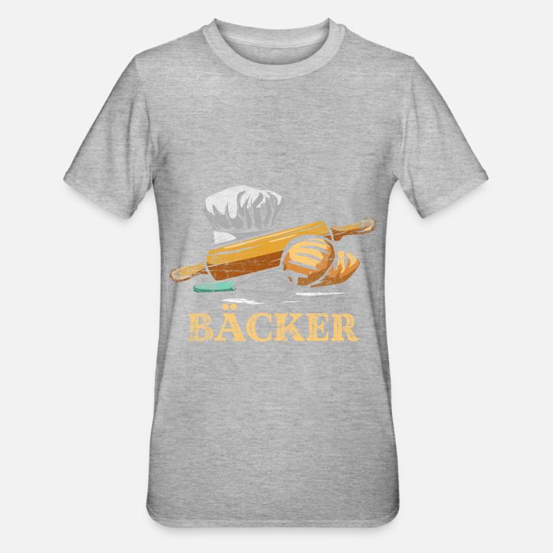 Bäcker Backen - Unisex Polycotton T-Shirt - Grau meliert