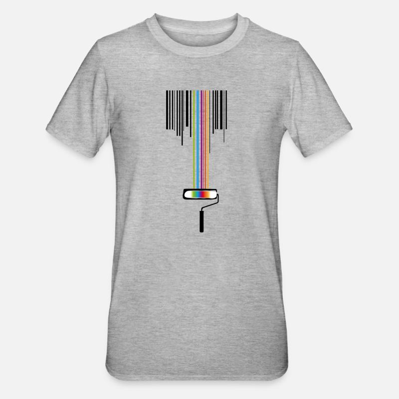 Farbrolle mit Strichcode - Unisex Polycotton T-Shirt - Grau meliert