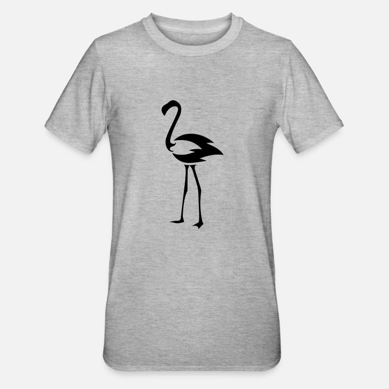 Flameingo Vogel - Unisex Polycotton T-Shirt - Grau meliert