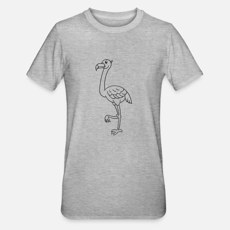 Flamingo, Vogel, Geschenk, Geschenkidee - Unisex Polycotton T-Shirt - Grau meliert