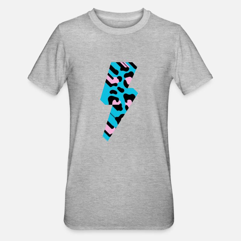 Lightning léopard 3 D - T-shirt polycoton Unisexe - gris chiné