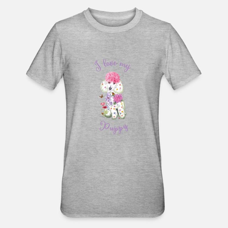 J’aime mon chiot - T-shirt polycoton Unisexe - gris chiné