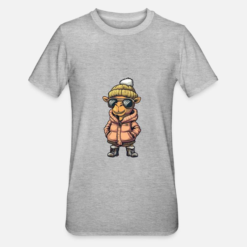 Kamel Cool Comic - Unisex Polycotton T-Shirt - Grau meliert