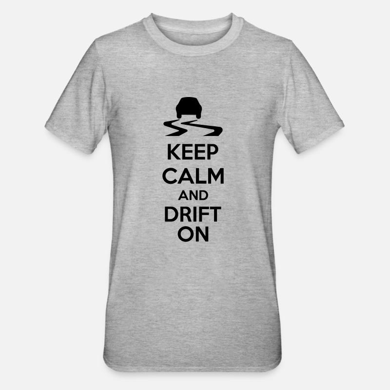 Keep Calm And Drift On - Unisex Polycotton T-Shirt - Grau meliert