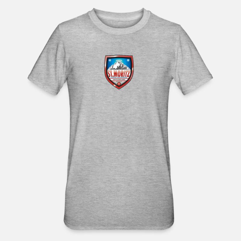 St. Moritz, Schweiz - Unisex Polycotton T-Shirt - Grau meliert