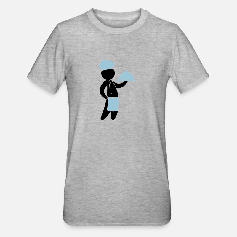 Un chef cuisinier sert invités - T-shirt polycoton Unisexe - gris chiné